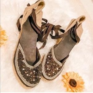 🌸Beaded Wedges sandals